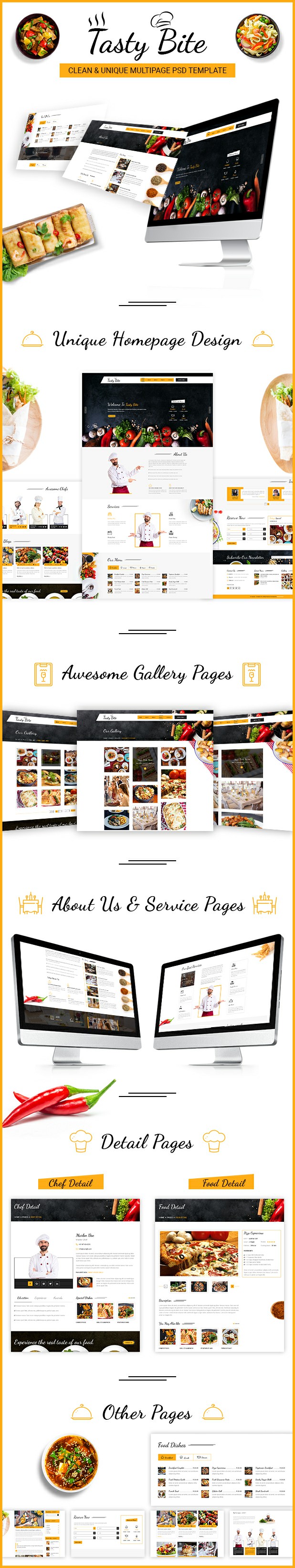 TASTYBITE Food Restaurant PSD Template