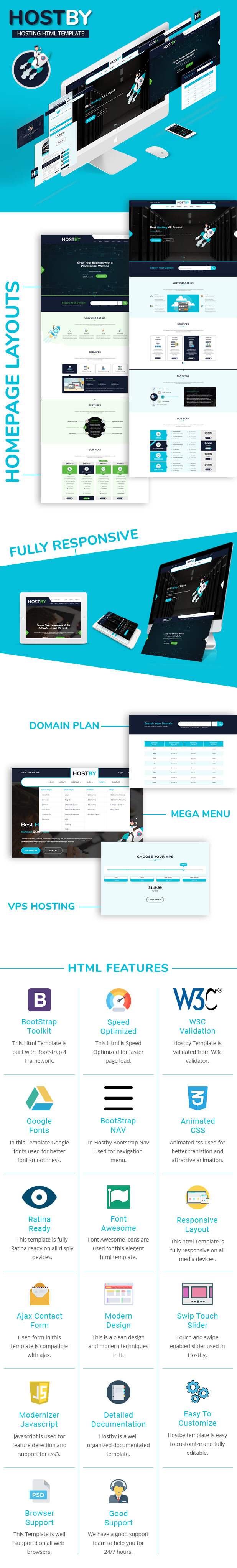 hostby  multipage hosting bootstrap4 html template