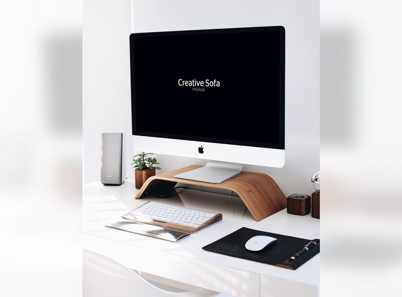 iMac on wooden Stand