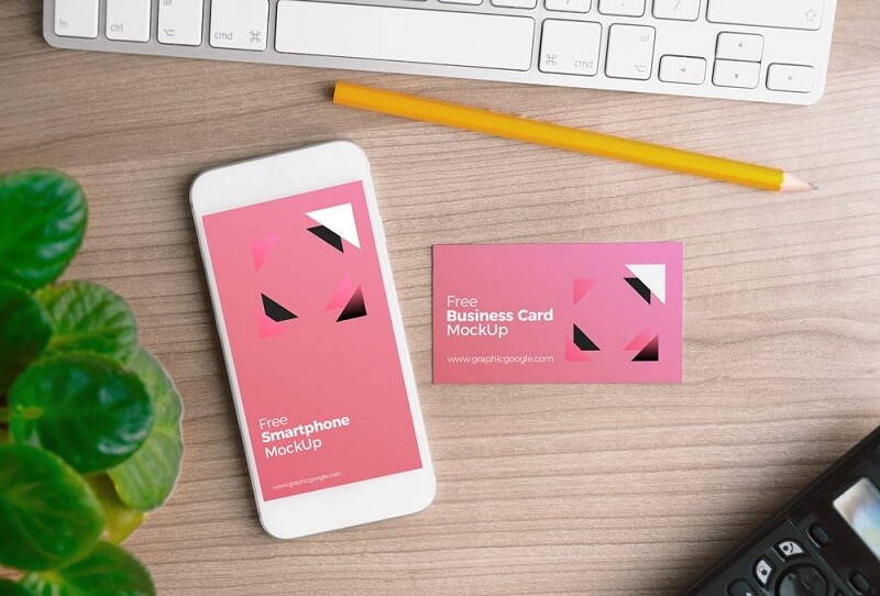 iPhone with Business Card
