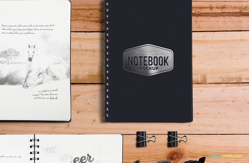 Notebook Mockup With Movable Elements