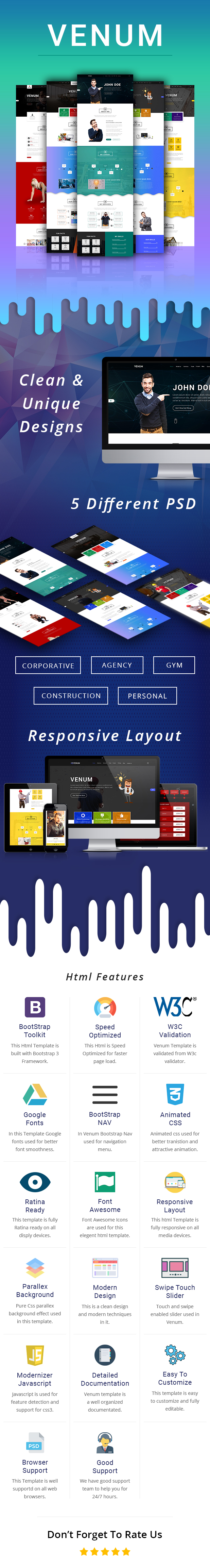 venum one page business corporate html5 template