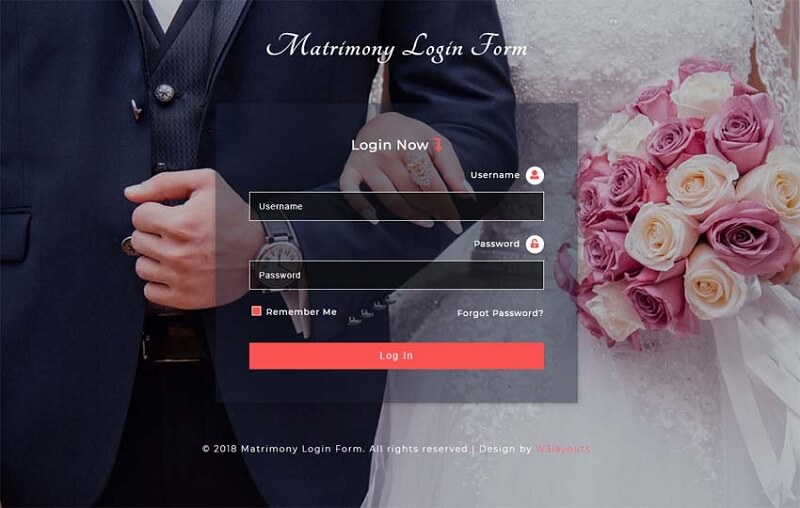 Matrimony Login Form