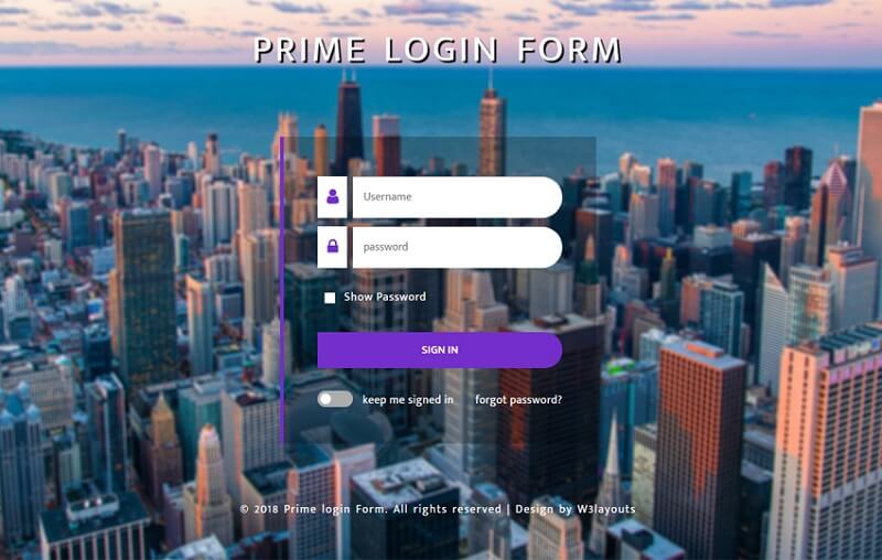 Prime Login Form