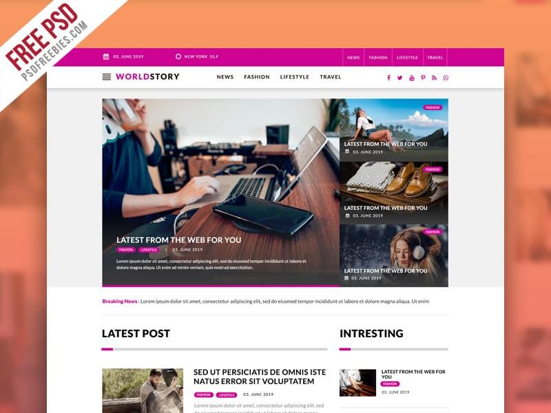 Download 7 Best Free Magazine Psd Website Templates Digital Template Market PSD Mockup Templates