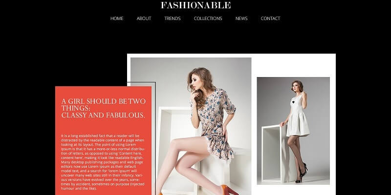 Free Fashion PSD Website Templates