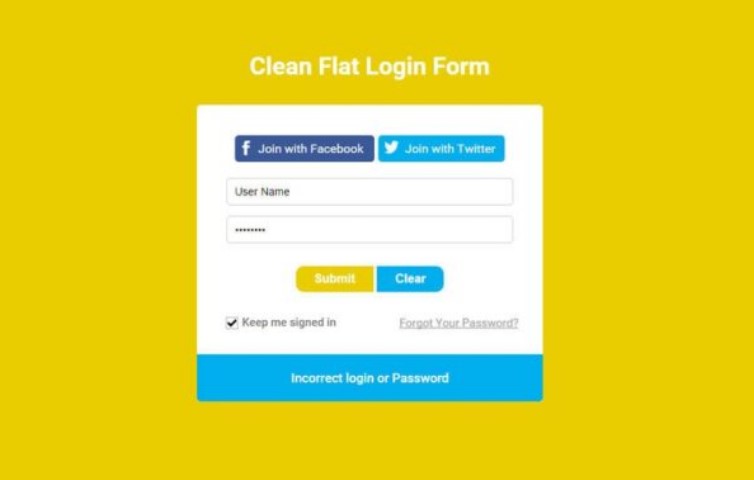 Clean Flat Login Form