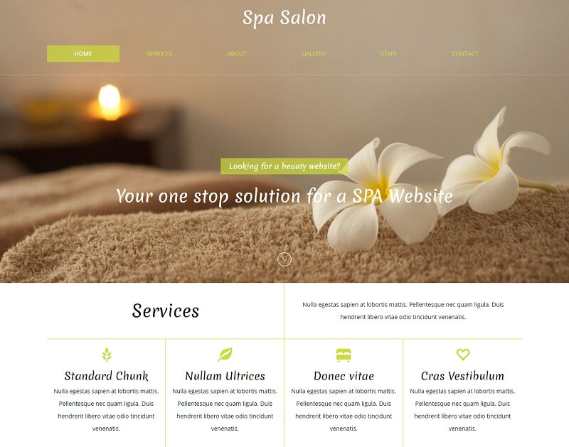 Free Spa Salon HTML Website Templates