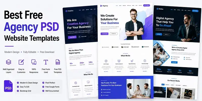 Free Agency PSD Website Templates