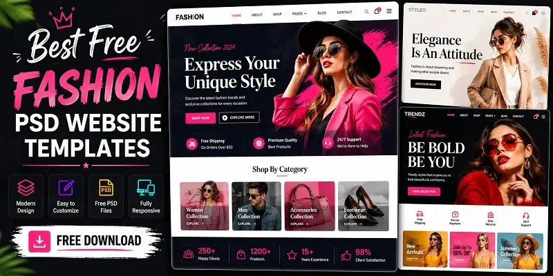 Free Fashion PSD Website Templates