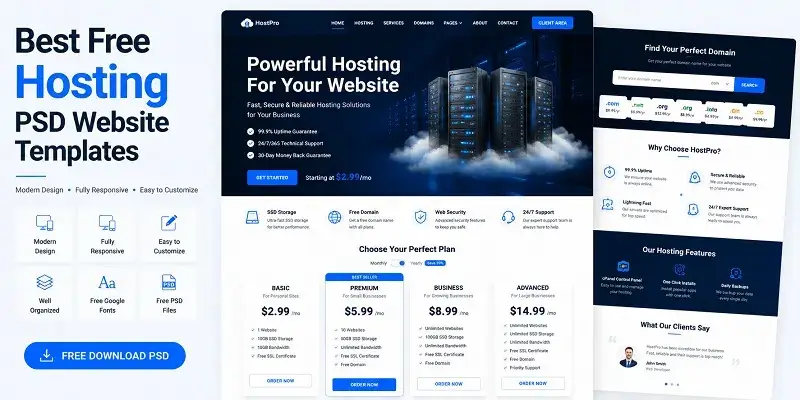 Free Hosting PSD Website Templates