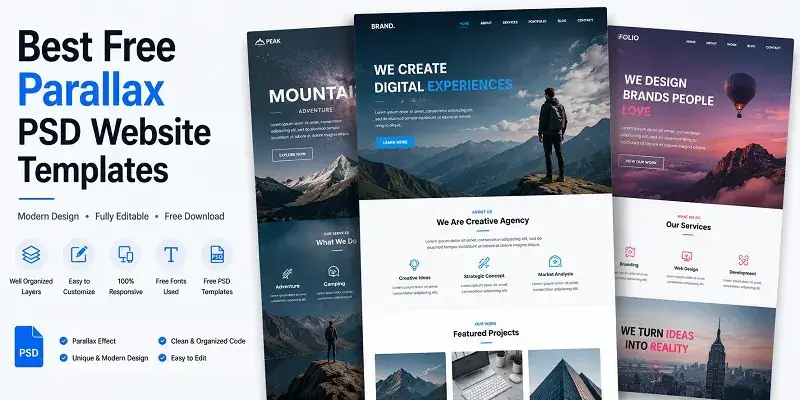 Free Parallax PSD Website Templates