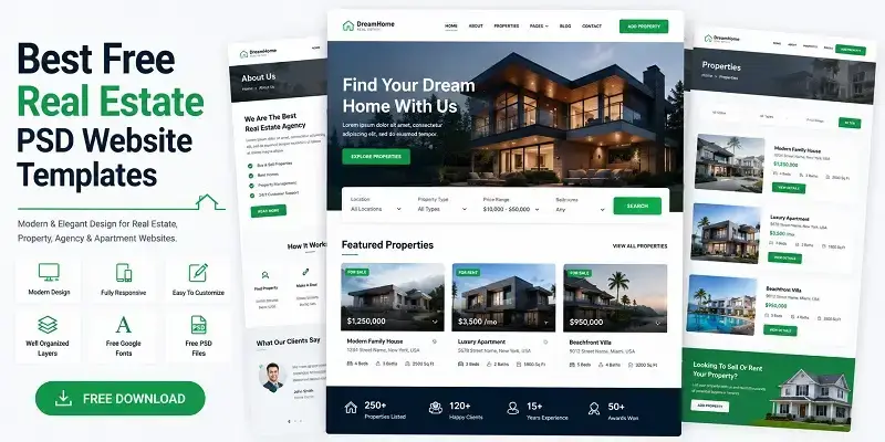 Free Real Estate PSD Website Templates
