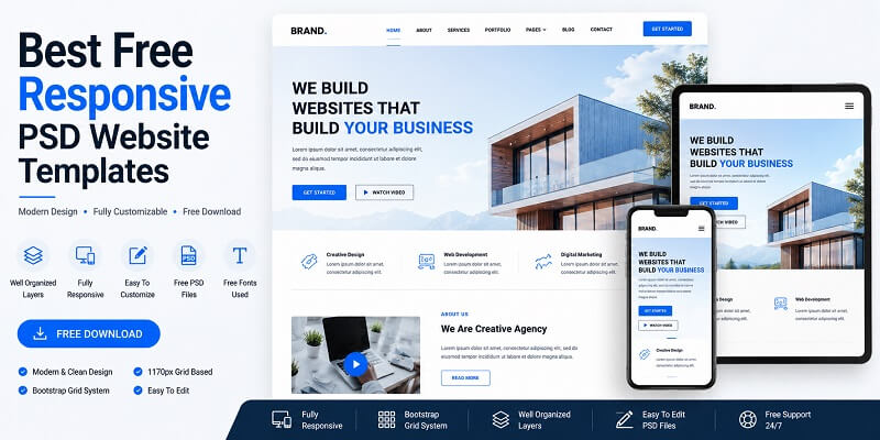 Free Responsive PSD Website Templates