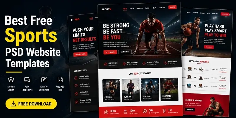 Free Sports PSD Website Templates