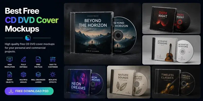 Free CD DVD Cover Mockups