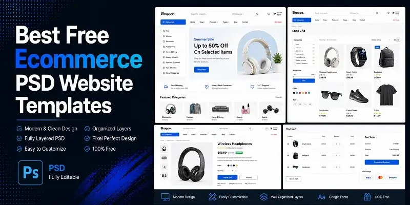 Free Ecommerce PSD Website Templates
