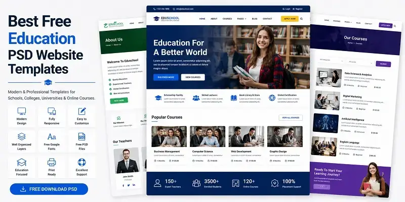 Free Education PSD Website Templates