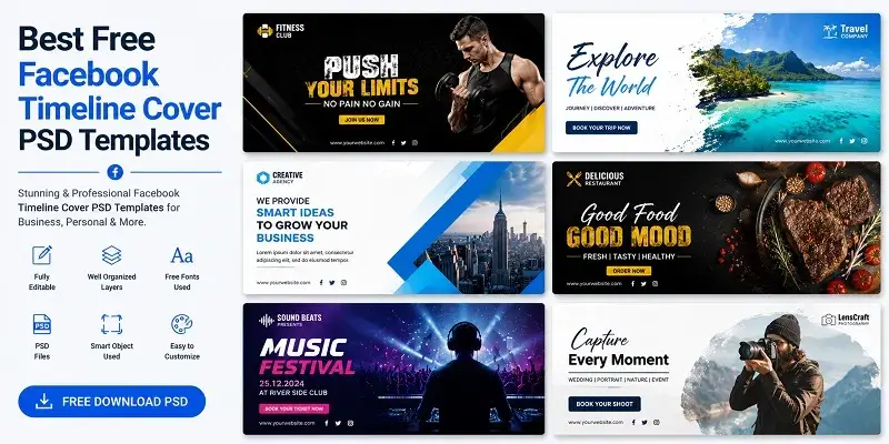 Free Facebook Timeline Cover PSD Templates