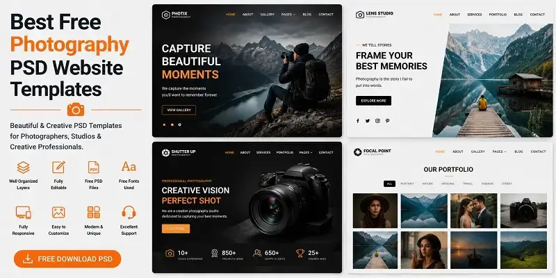 Free Photography PSD Website Templates