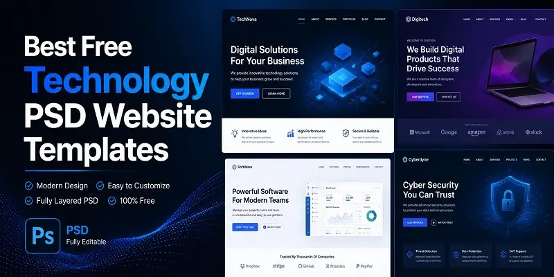 Free Technology PSD Website Templates